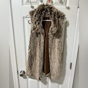 Faux Fur Vest in Tan and Brown